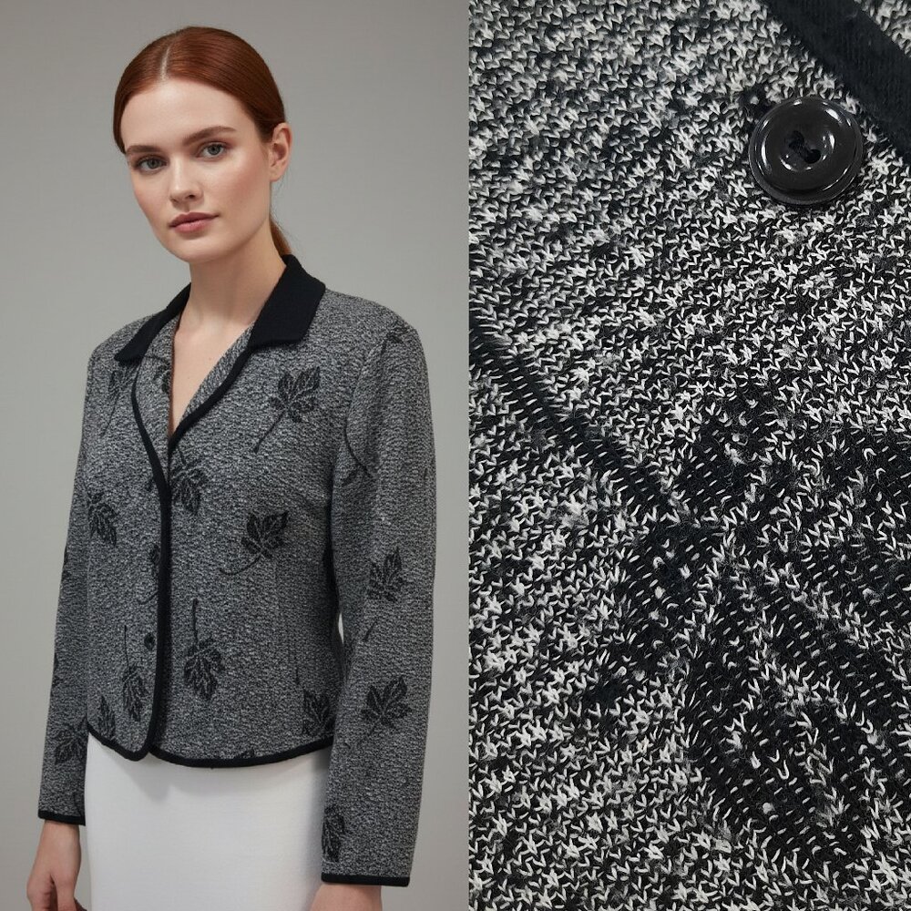 Vtg 80s gray leaf blazer